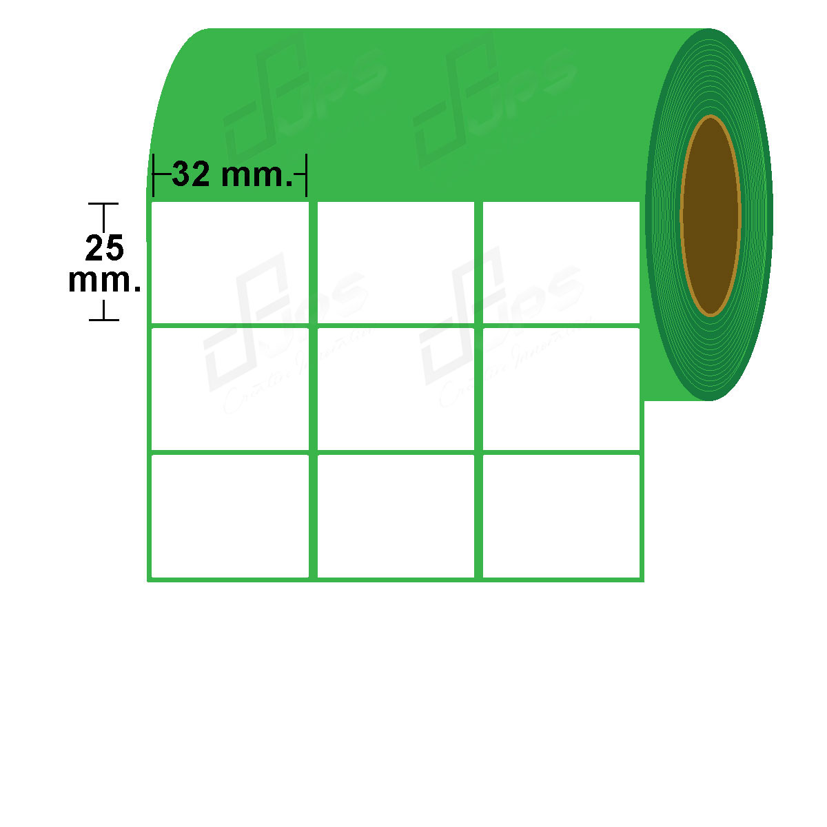 สติ๊กเกอร์กึ่งมันกึ่งด้าน ขนาด 32 mm. x 25 mm.