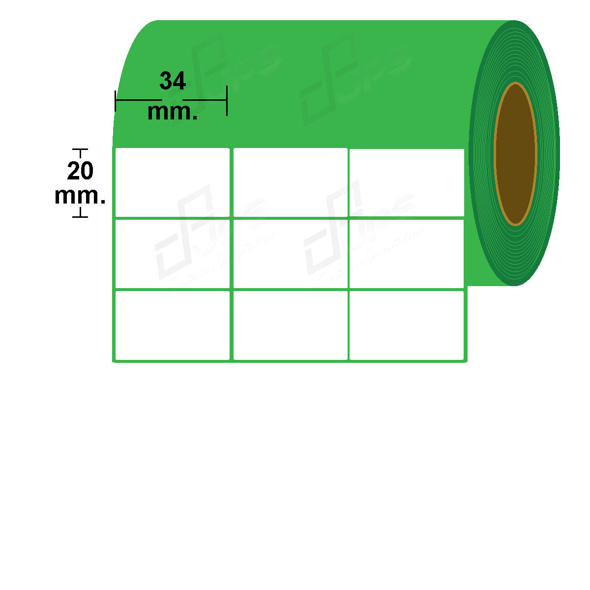 สติ๊กเกอร์กึ่งมันกึ่งด้าน ขนาด 34 mm. x 20 mm.